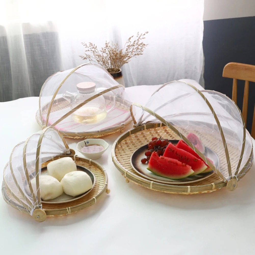 Outdoor Furniture Rattan - Bamboo Woven Basket Anti-Mosquito Net Fruit