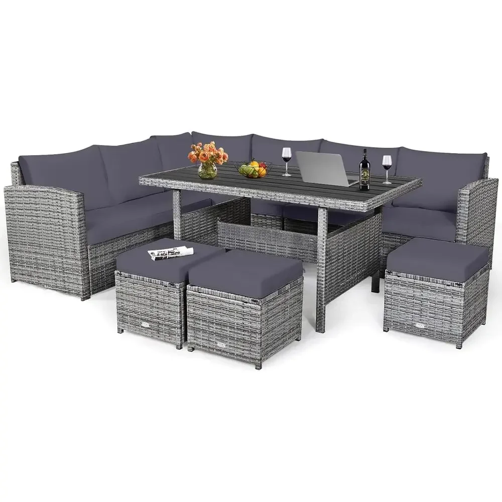 Outdoor Furniture Grey - Grey 7-Piece Rattan Patio Furniture Set