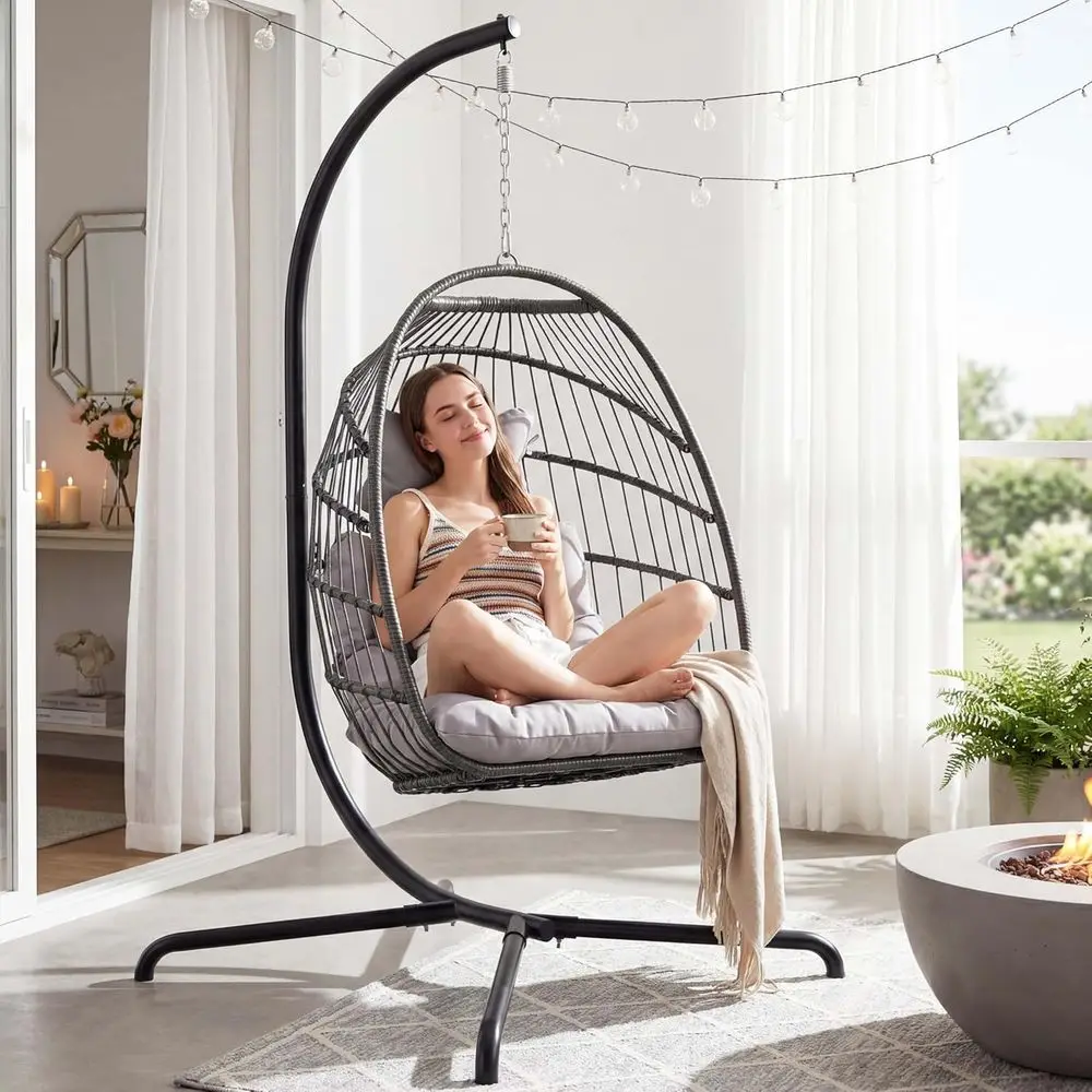 Hanging Egg Chair - Outdoor Indoor Hanging Egg Chair with
