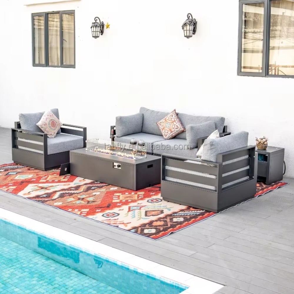 Outdoor Furniture With Fire Pit - Villa Hotel Outdoor Furniture Set Modern