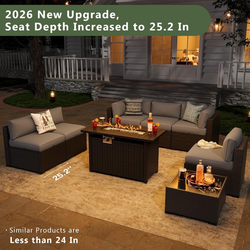 Outdoor Furniture With Fire Pit - Aoxun 8 Piece Patio Furniture Set