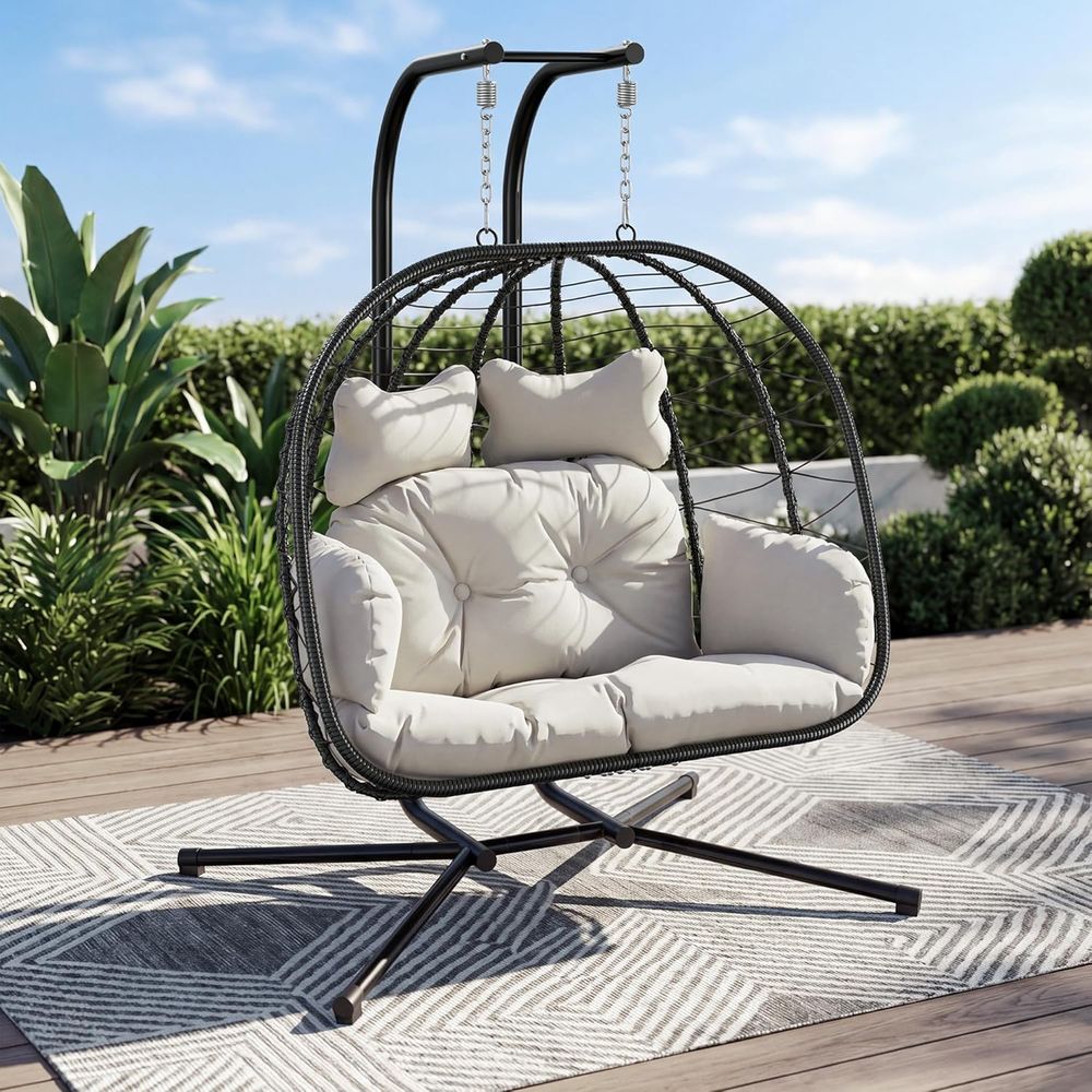 Hanging Egg Chair - Double Hanging Egg Chair with Stand,
