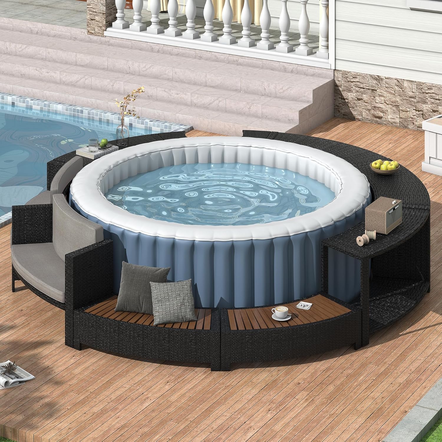 Rattan Patio Sofa Set with Sto - Outdoor Furniture Grey review and price