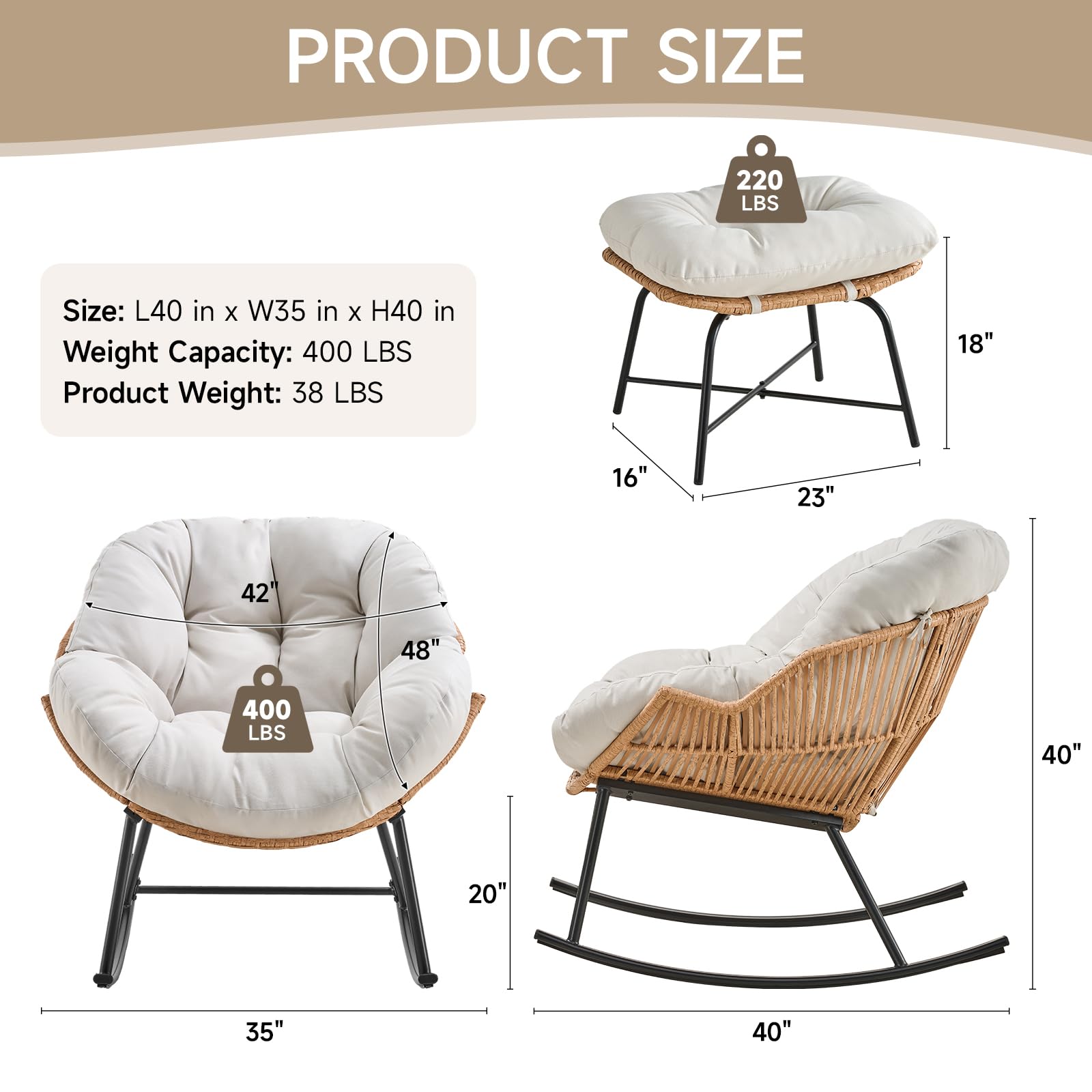 Grey Rattan Papasan Rocking Ch - Outdoor Furniture Grey review and price