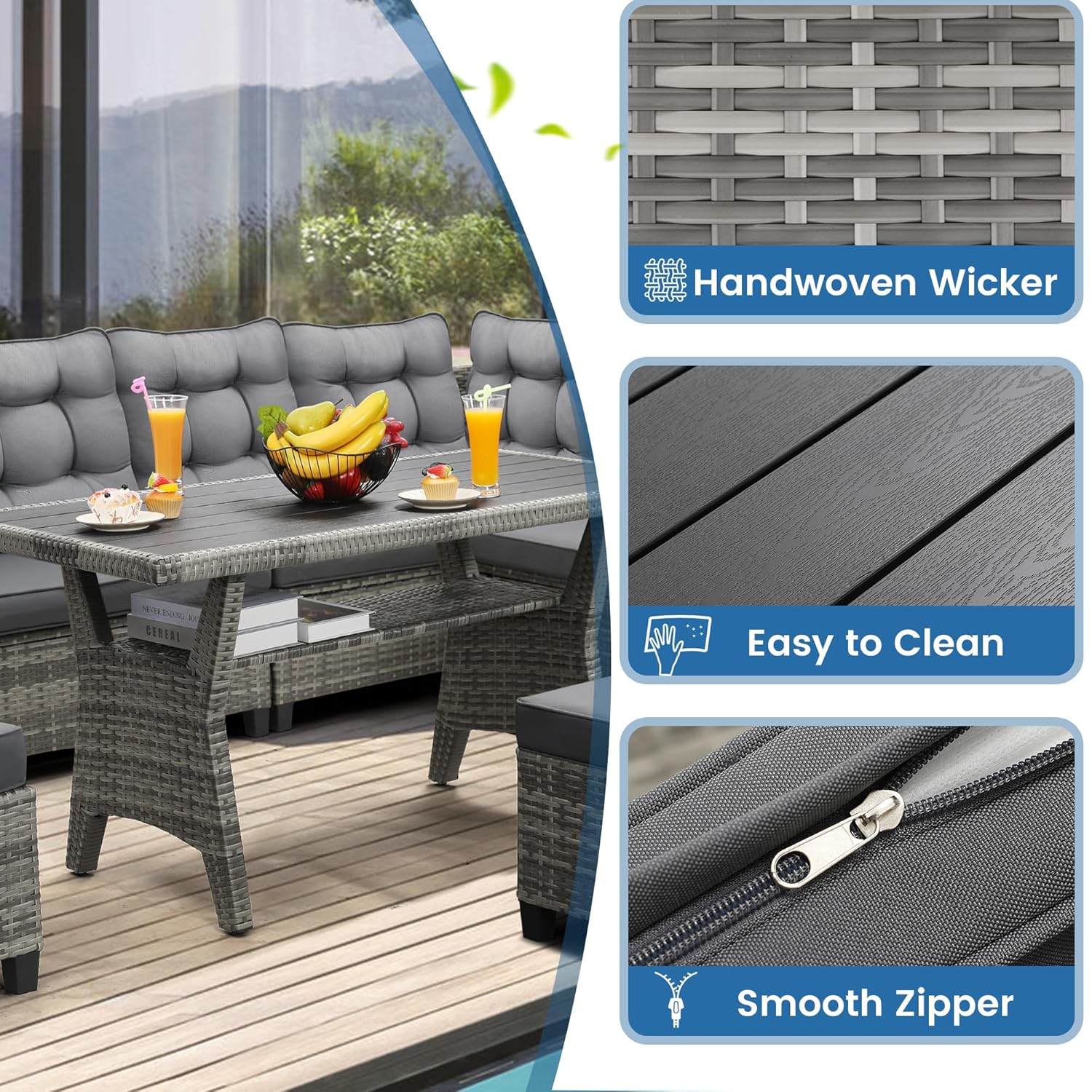 6 Piece Patio Furniture Set, D - Outdoor Furniture Grey review and price