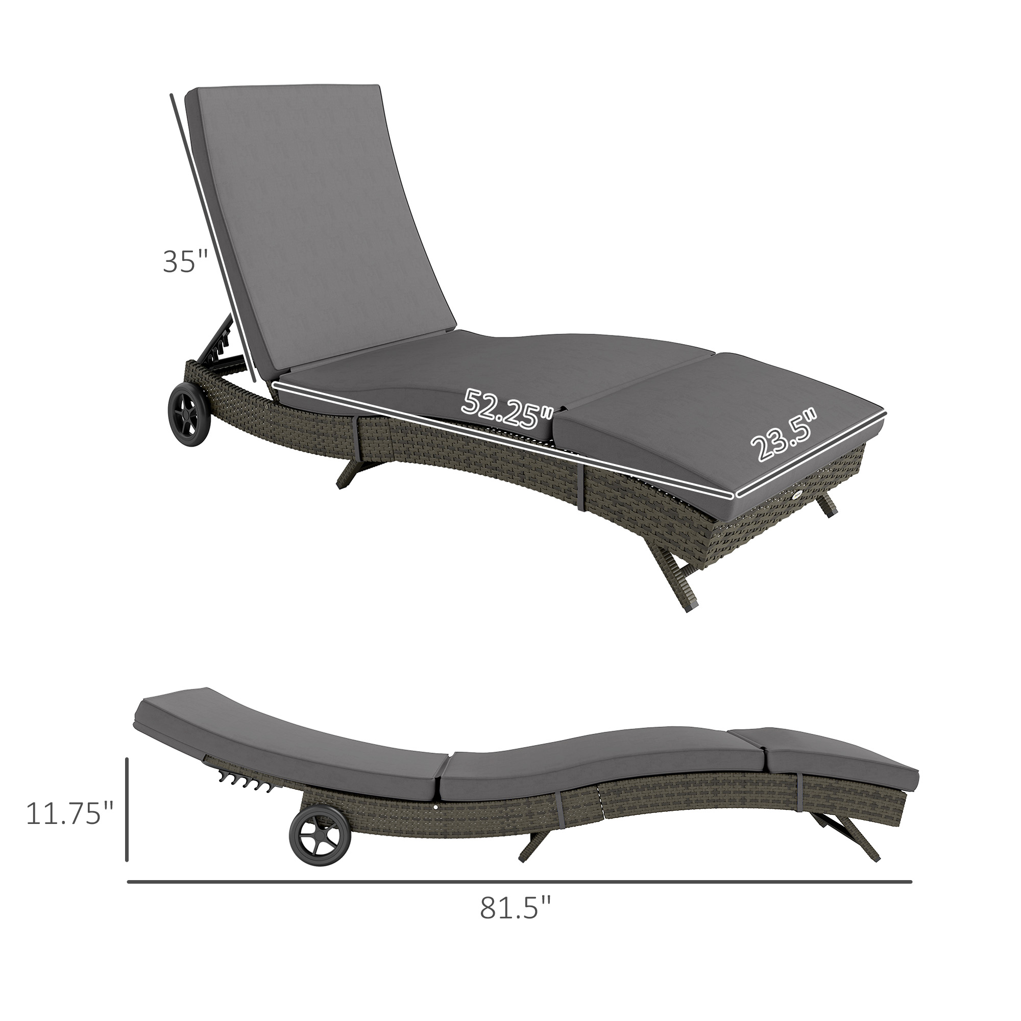 Outdoor Reclining Lounge Chair - Outdoor Furniture Grey review and price