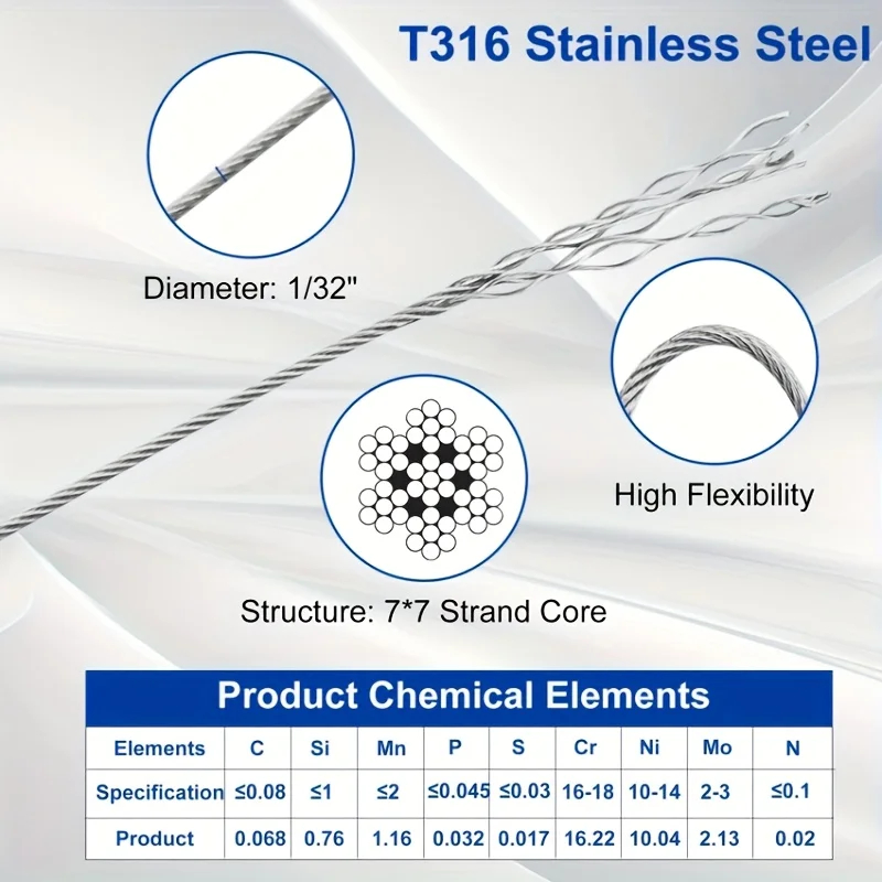 50m/196ft Stainless Steel Wire - Outdoor Furniture Rope review and price