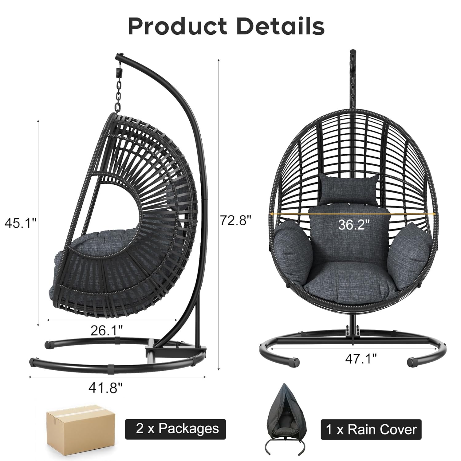 42in Extra Wide Egg Chair Pati - Outdoor Furniture Egg Chair review and price