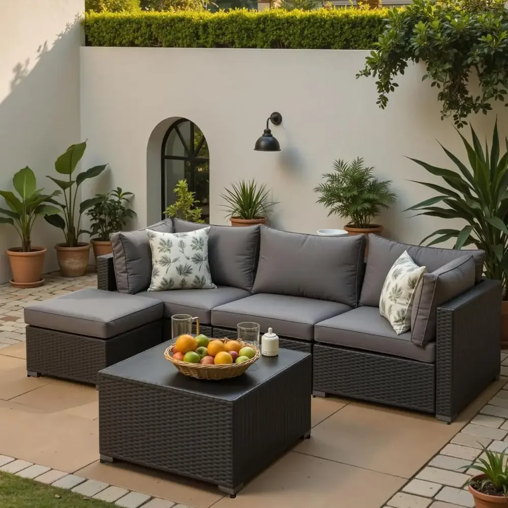 5-Piece Outdoor Sectional Pati - Outdoor Furniture Grey review and price