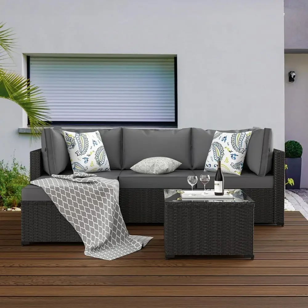 5-Piece Outdoor Sectional Pati - Outdoor Furniture Grey review and price