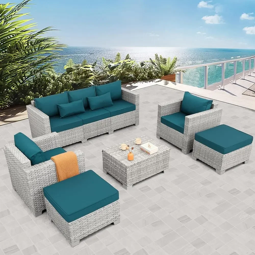 6-Piece Grey Wicker Outdoor Pa - Outdoor Furniture Grey review and price