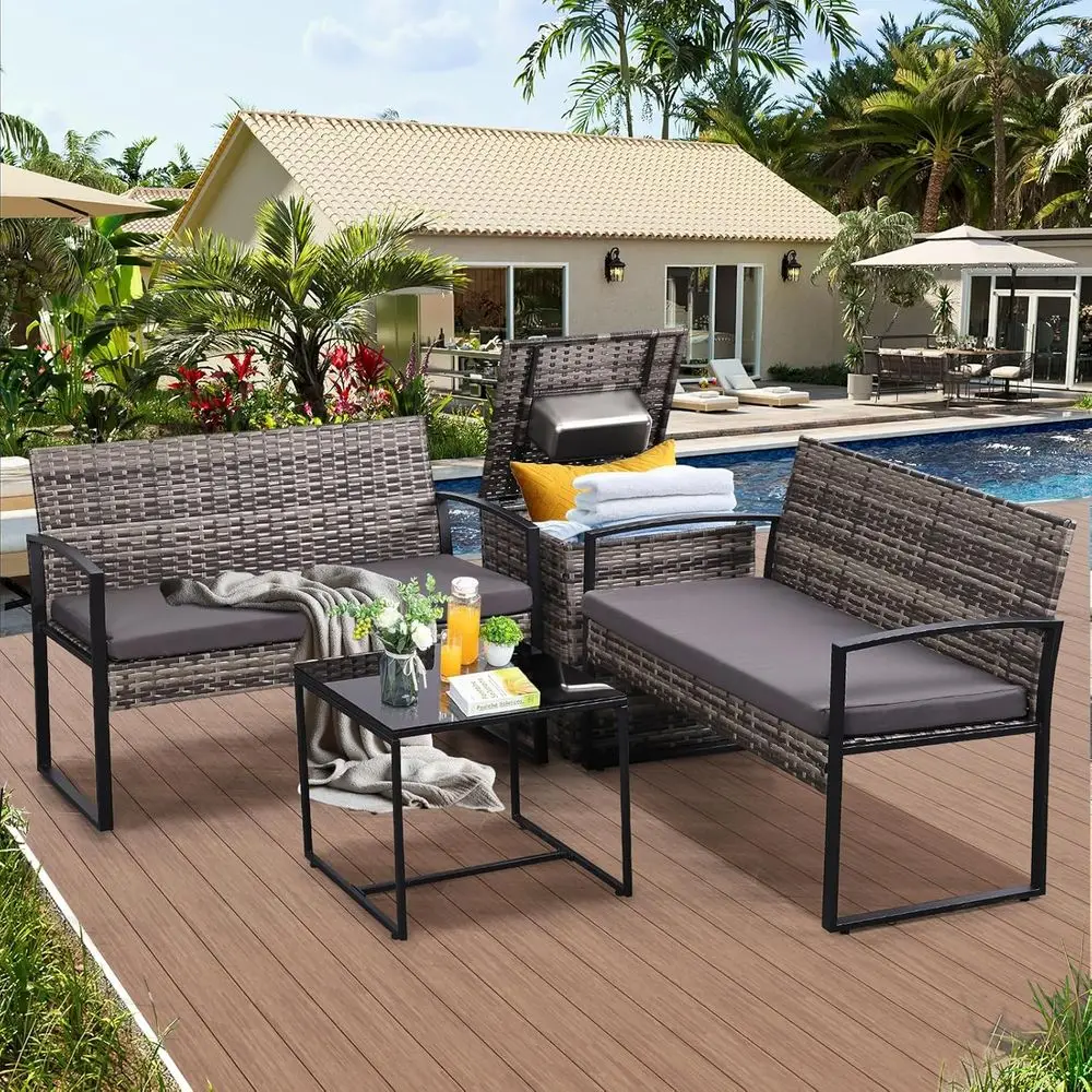 4-Piece Outdoor Patio Furnitur - Outdoor Furniture Grey review and price