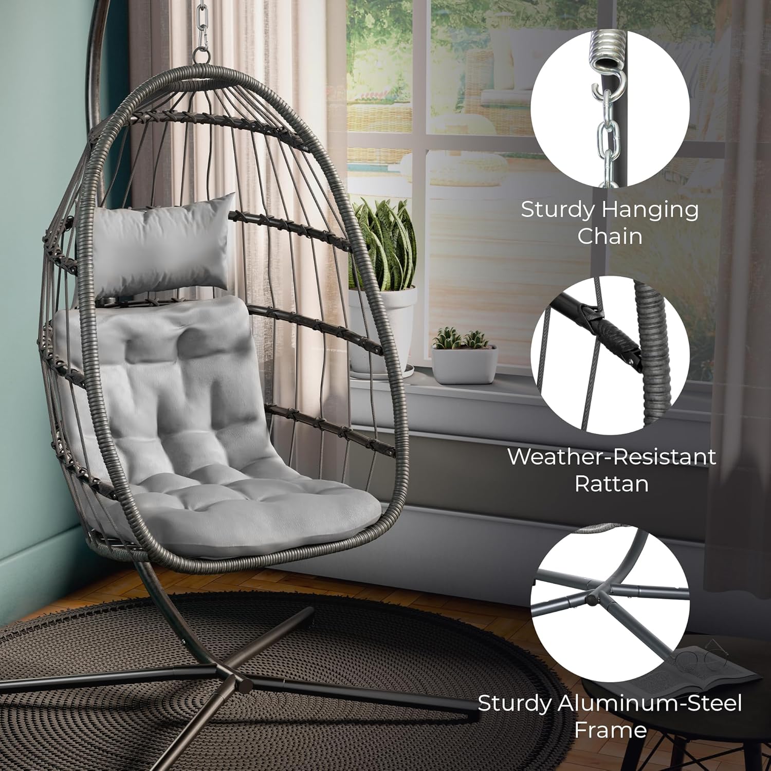 Hanging Egg Chair with Stand,3 - Hanging Egg Chair review and price