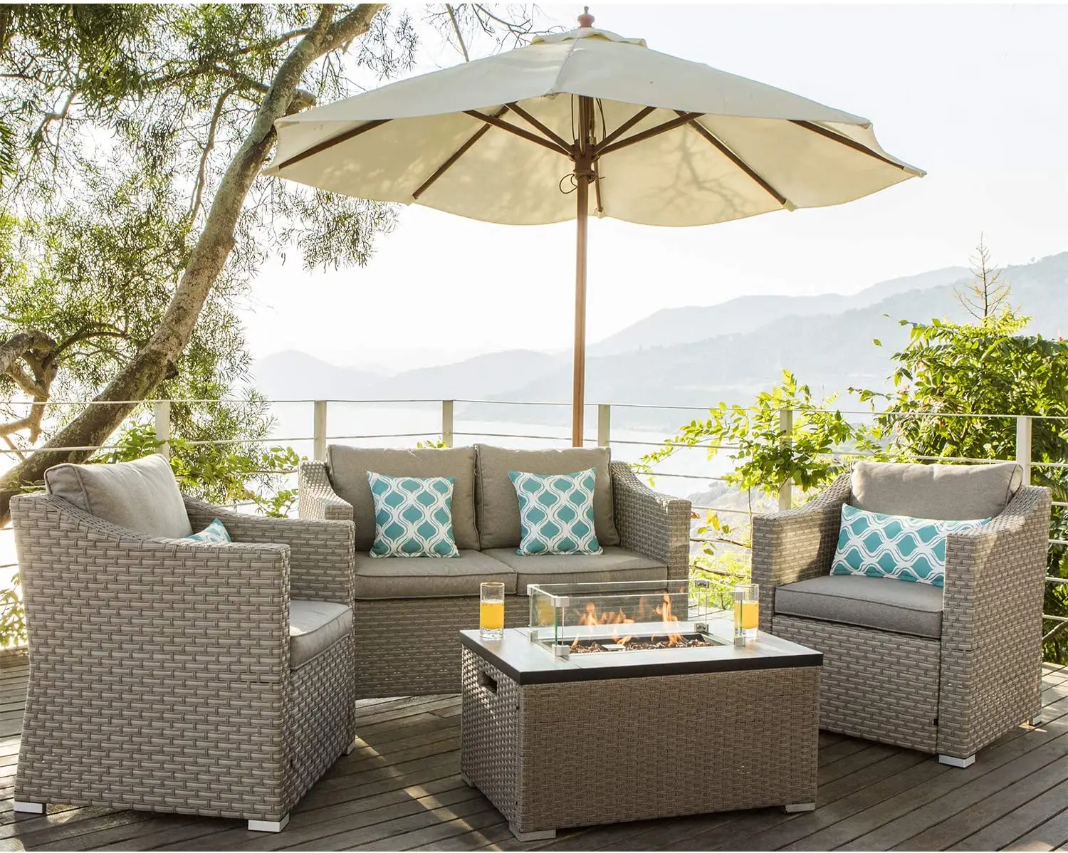 -Outdoor Furniture 5-Piece Wic - Outdoor Furniture With Fire Pit review and price