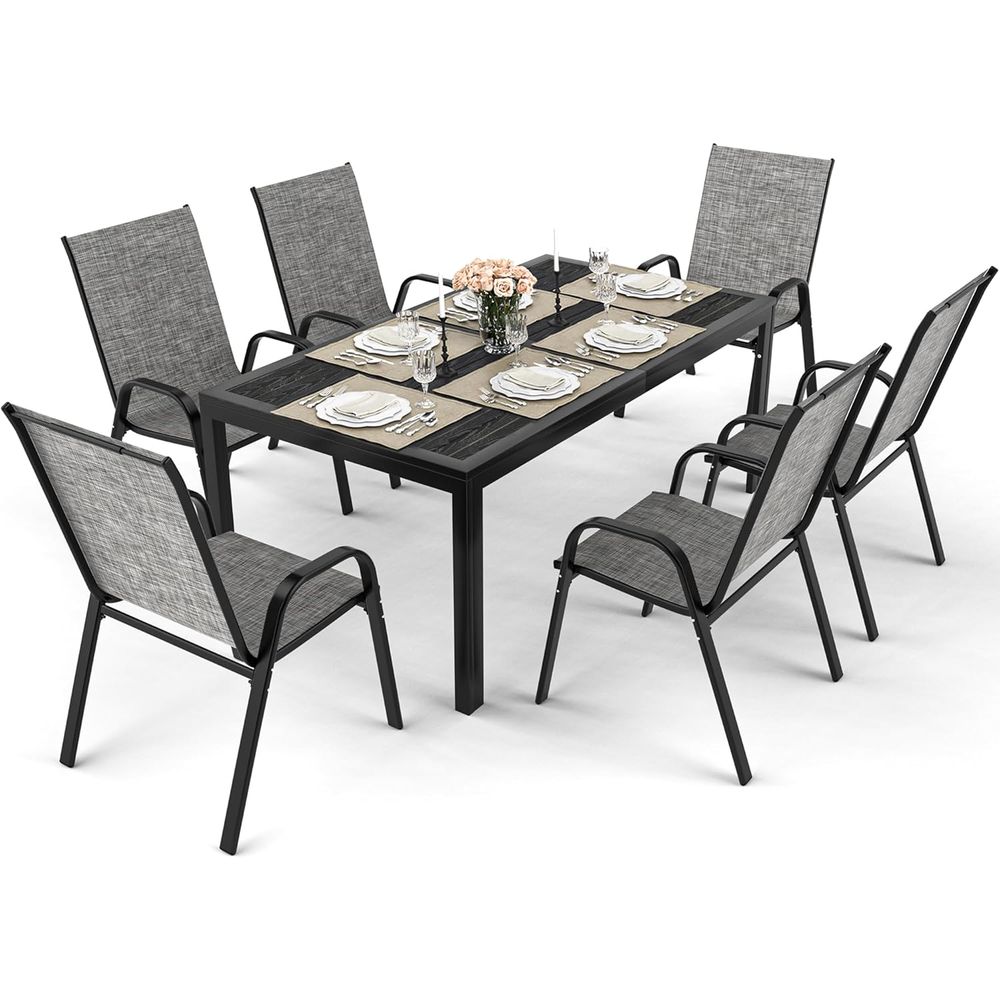 6-Piece Outdoor Dining Set wit - Outdoor Furniture Grey review and price