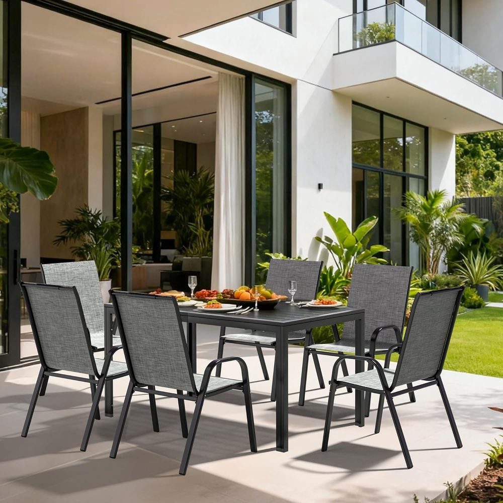 6-Piece Outdoor Dining Set wit - Outdoor Furniture Grey review and price