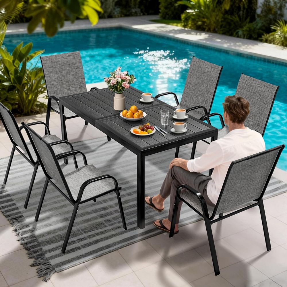 6-Piece Outdoor Dining Set wit - Outdoor Furniture Grey review and price