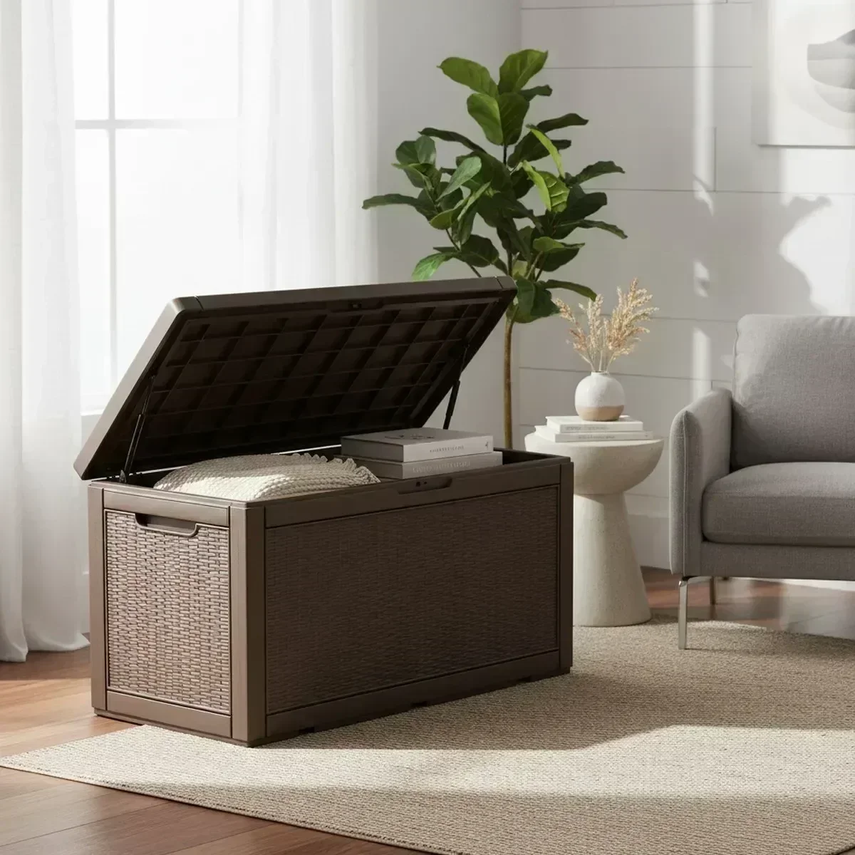 Large Outdoor Storage Bench Wa - Outdoor Furniture Grey review and price