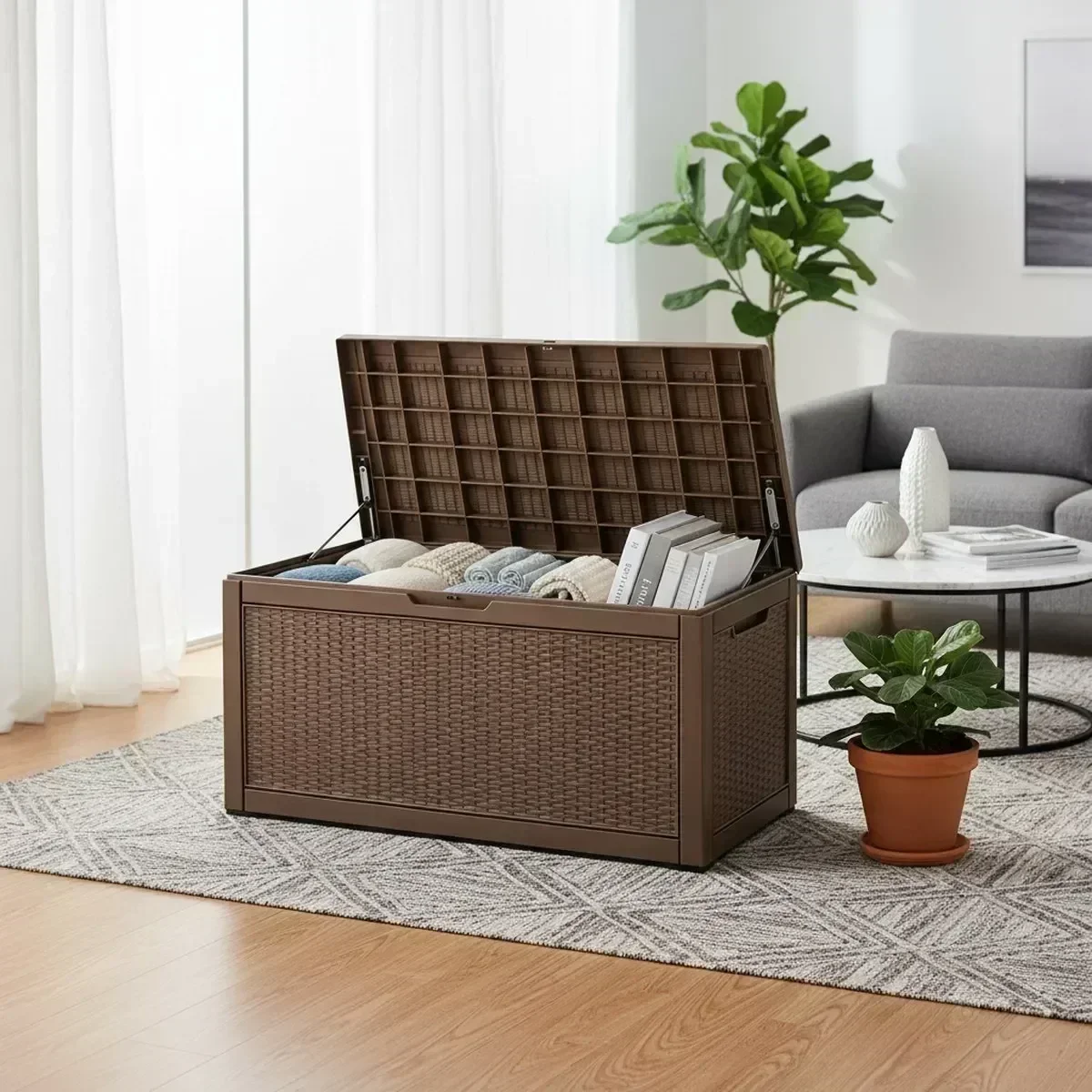 Large Outdoor Storage Bench Wa - Outdoor Furniture Grey review and price