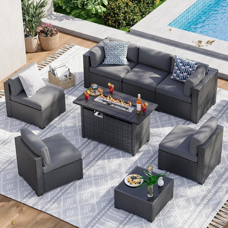 Aoxun 8 Piece Patio Furniture  - Outdoor Furniture With Fire Pit review and price