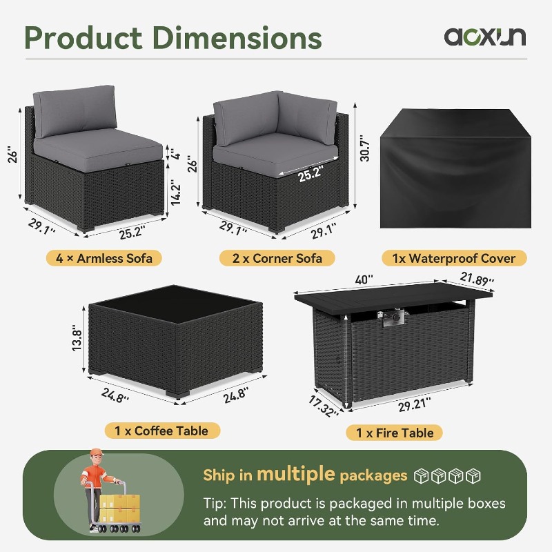 Aoxun 8 Piece Patio Furniture  - Outdoor Furniture With Fire Pit review and price