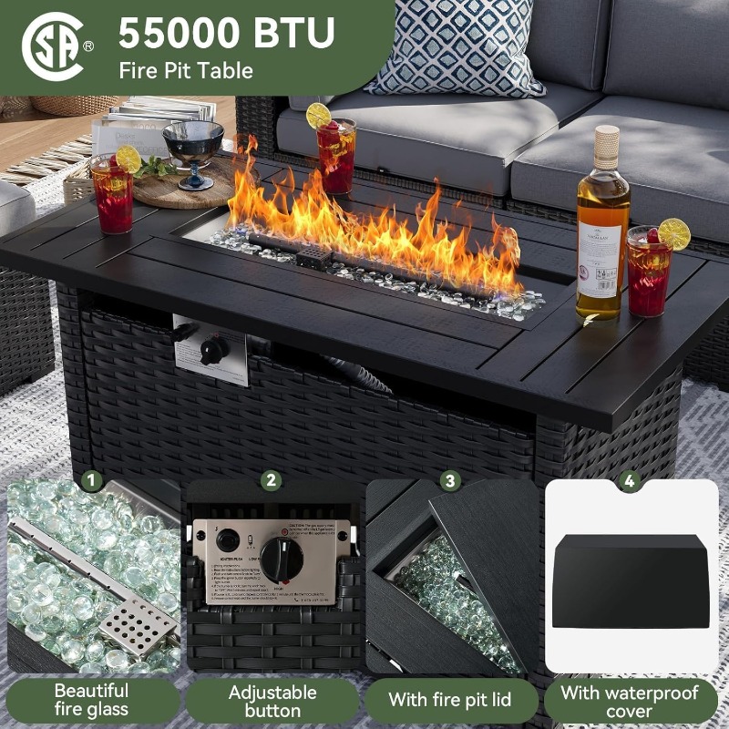 Aoxun 8 Piece Patio Furniture  - Outdoor Furniture With Fire Pit review and price
