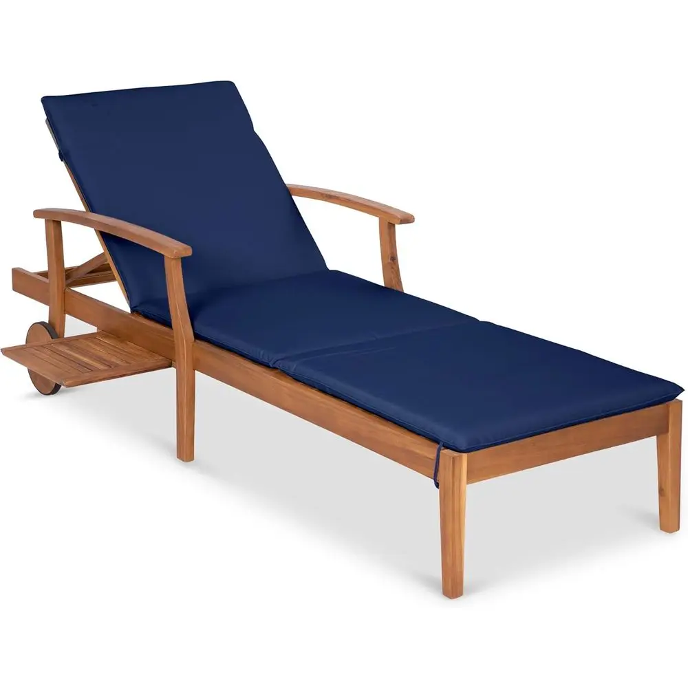 Navy Blue Acacia Wood Chaise L - Outdoor Furniture Without Cushions review and price